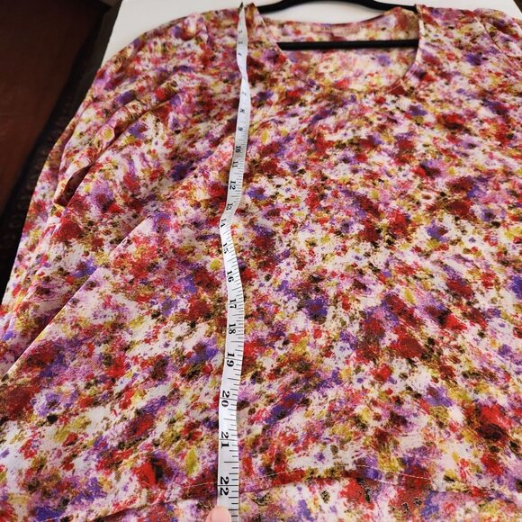 PHILOSOPHY Floral Sheer Blouse SZ M Ditzy Flower Print High-Low Watercolor Sunse - Picture 8 of 10